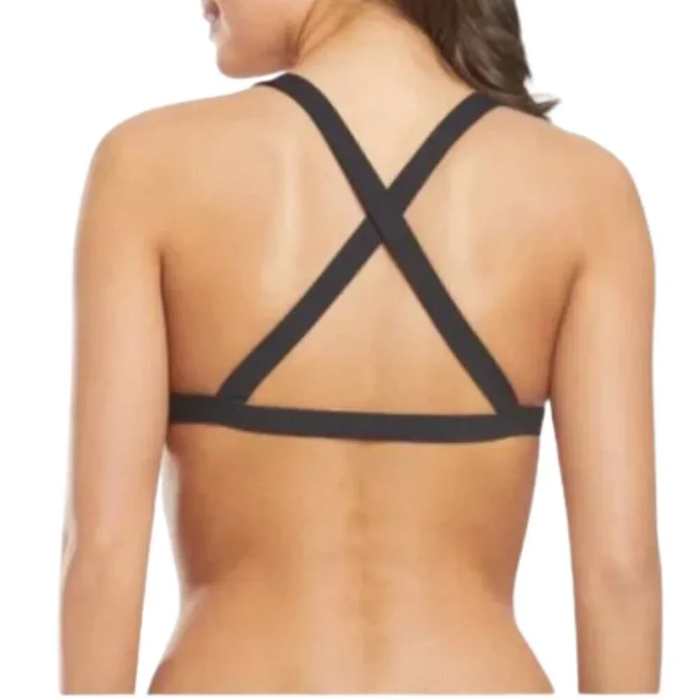 Volcom Simply Rib Black & White Triangle Bikini Top NEW